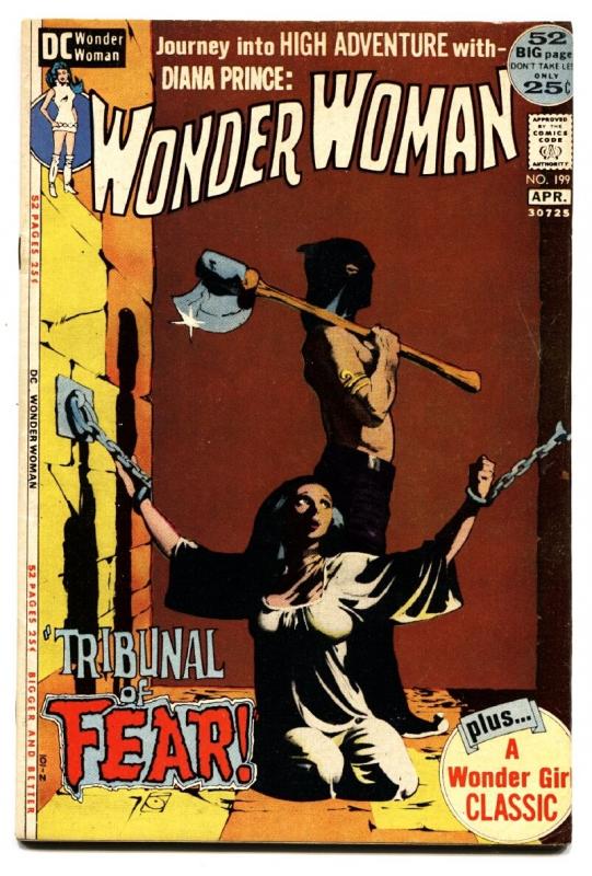 Wonder Woman #199 Hooded menace comic book 1972- Jeff Jones horror cover- DC