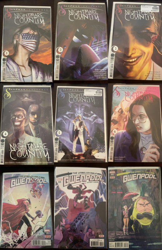 Lot of 9 Comics (See Description) Sandman, The Unbelievable Gwenpool