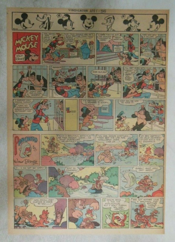 Mickey Mouse Sunday Page by Walt Disney from 4/1/1945 Tabloid Page Size