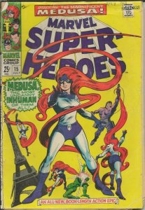 Marvel Super Heroes #15 ORIGINAL Vintage 1968 Marvel Comics Medusa GGA