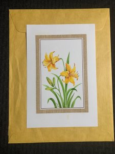 HAPPY FATHERS DAY Orange Daffodils by Janet 6x9 Greeting Card Art #FD723