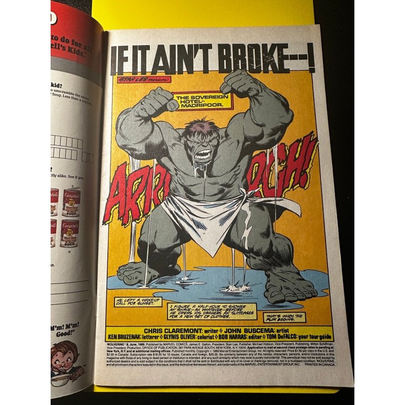 Wolverine #8 Vol 2 (1988 series) Grey Hulk Joe Fixit Claremont Buscema