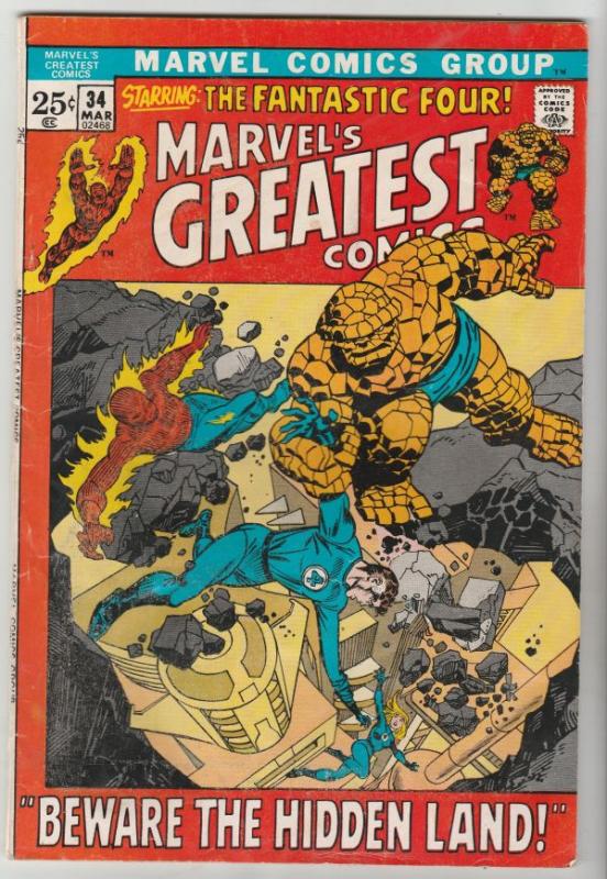 Marvel's Greatest Comics #34 (Mar-72) VG/FN Mid-Grade Fantastic Four, Mr. Fan...