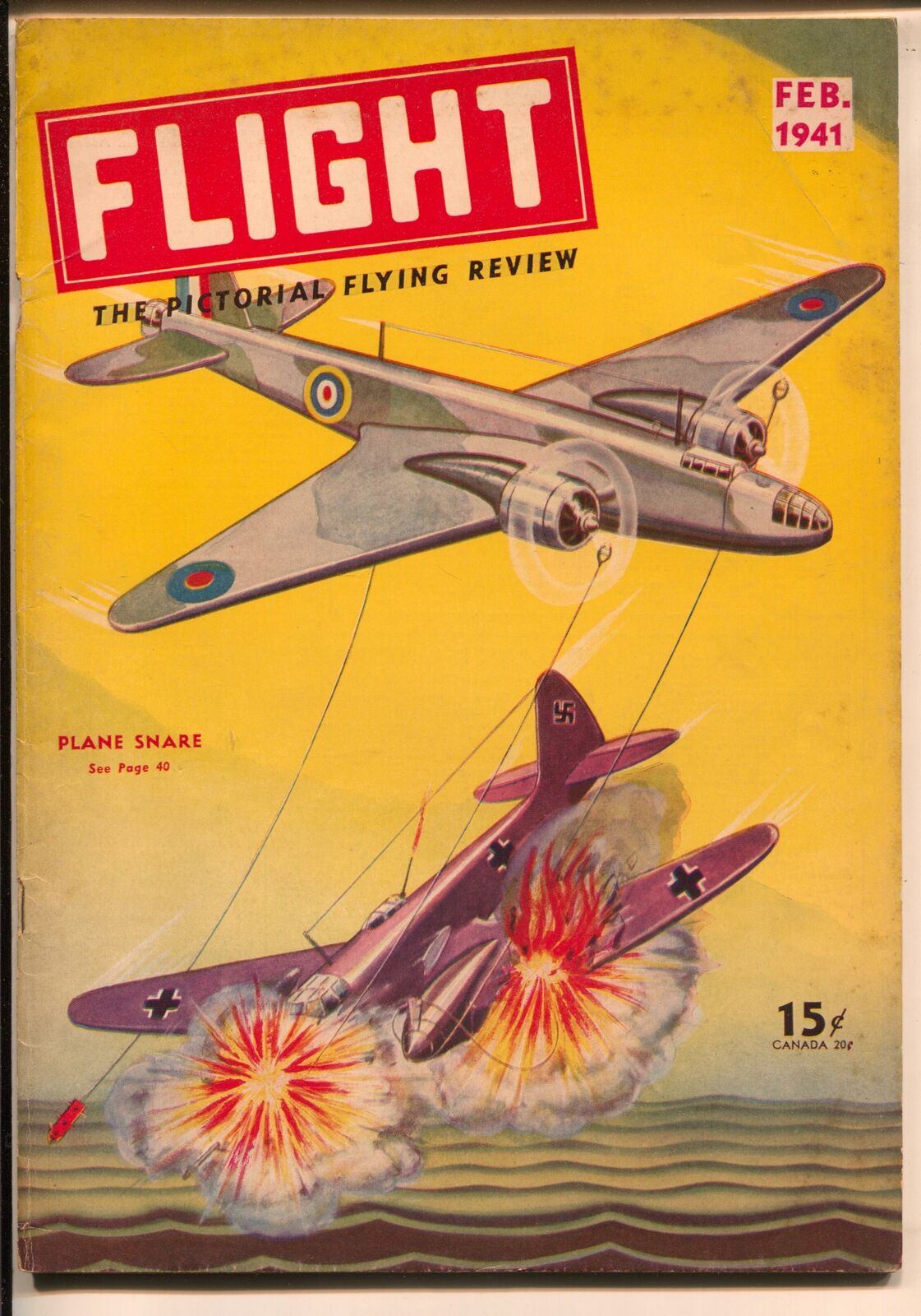 Flight 2 2 1941 Gernsback Fantasy Air War Cover Wwii Warplanes Nazi Fn