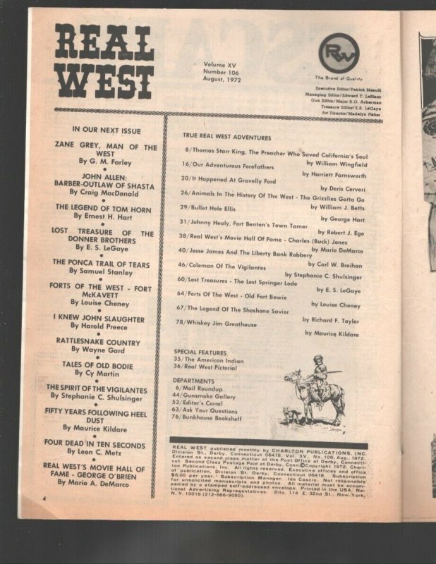 Real West 8/1972-Charlton-Hanging cover-Jesse James  Liberty Bank Robbery-Wil...