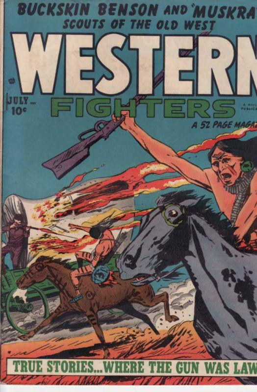 WESTERN FIGHTERS V3 #8 INDIAN FIGHT COVER 1951 HILMAN FN