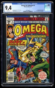 Omega the Unknown #9 CGC NM 9.4 White Pages 1st 2nd Foolkiller!