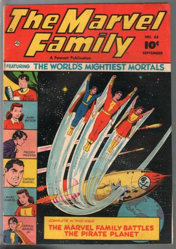 Marvel Family #63 1951-Fawcett-Capt Marvel-Mary Marvel-Capt Marvel Jr-FN-