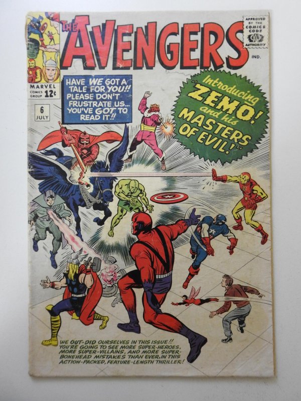 The Avengers #6 VG- 1st full app Baron Zemo! Moisture stain, 1 in spine split