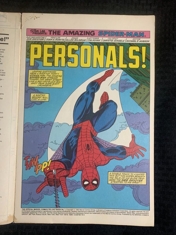 1983 OFFICIAL MARVEL COMICS TRY-OUT BOOK #1 G/VG 3.0 John Romita / Spider-Man