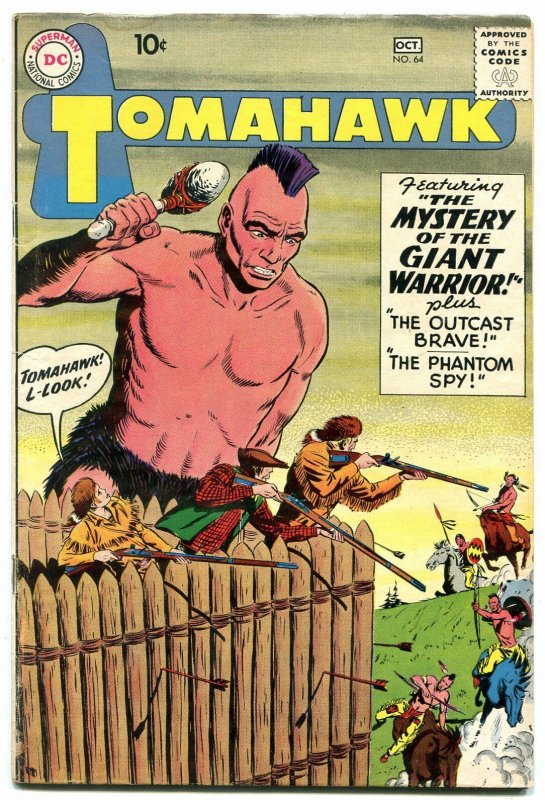 TOMAHAWK #64 1959- DC WESTERN -SCI FI ISSUE-GIANT INDIAN- SILVER AGE FN