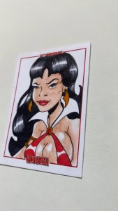Vampirella 50Th Anniversary Sketch Card By Wilson Ramos Jr Dynamite (H)
