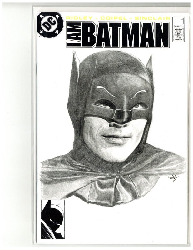 BATMAN: I AM BATMAN #1 HAND DRAWN SKETCH (ADAM WEST) BY DUSTIN RIDGEN NM. 