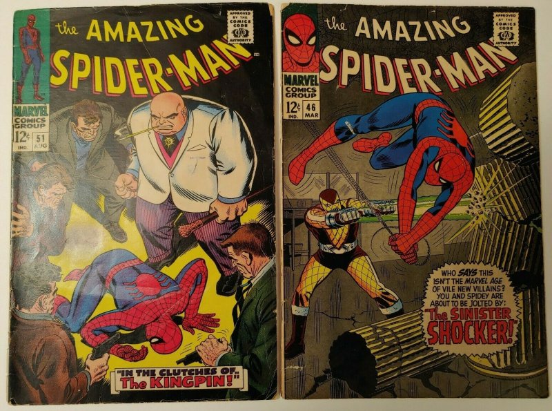 Amazing Spiderman #46 & #51 vol 1! 1st Shocker & 2nd Kingpin appearances!!