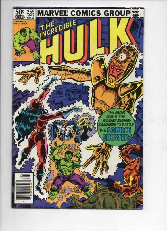 HULK #259, VF, Incredible, Bruce Banner, Super Soviet, 1968 1981, Marvel, UPC 