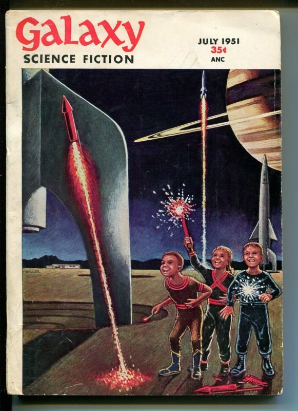 Galaxy Science Fiction 7/1951-sci-fi pulp-MacDonald-fireworks-Fritz Leiber-FN