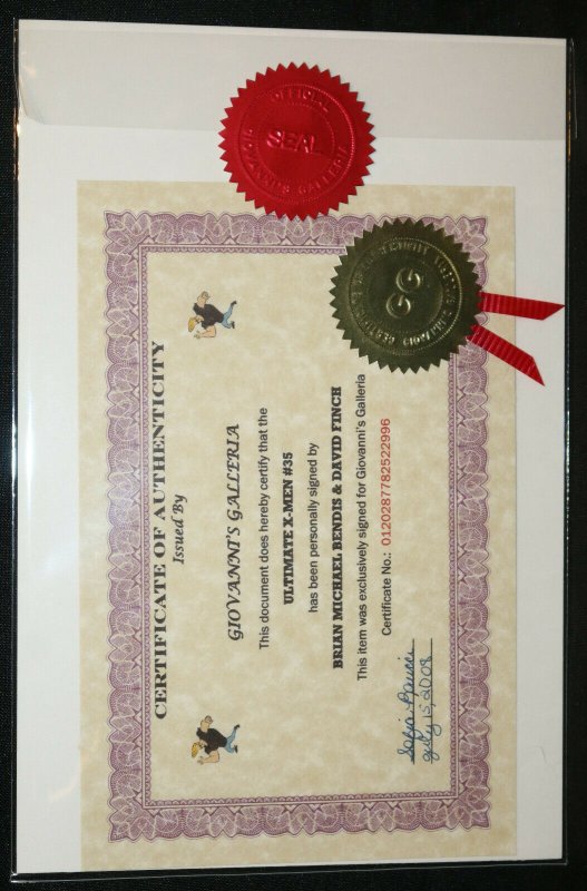 Ultimate X-Men #35 (VF / NM) 2003 Signed by David Finch & Brian Michael Bendis