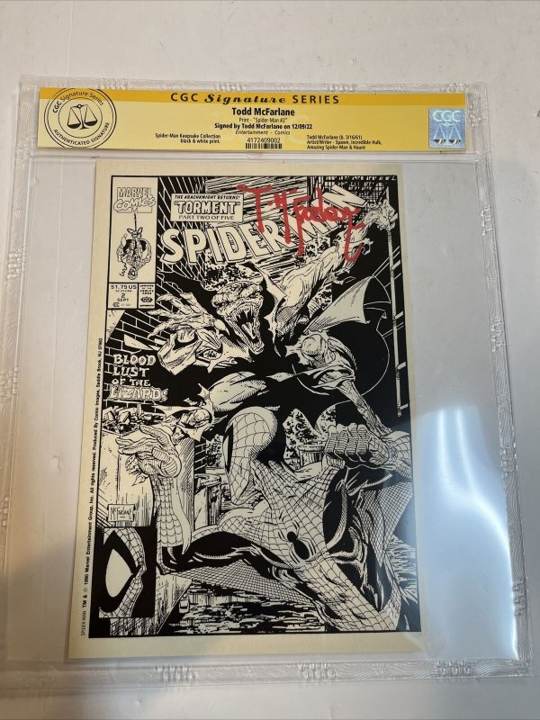 Spider-Man Keepsake Collection B&W Print  (1990) # 2 (CGC SS) Signed McFarlane