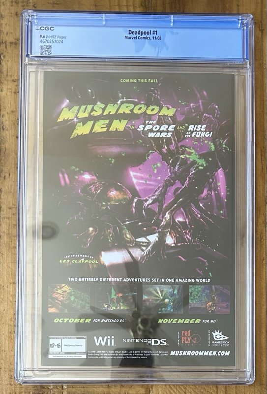 Deadpool #1 CGC 9.6 White Pages Clayton Crain Daniel Way 2008