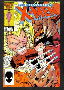 Uncanny X-Men #213 FN 6.0 Sabertooth vs. Wolverine!