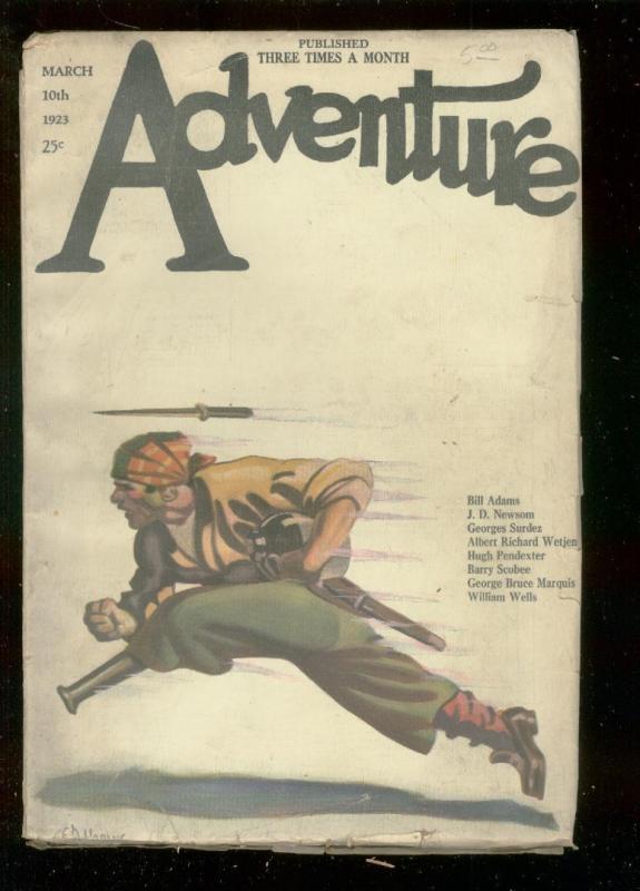 ADVENTURE PULP-MAR 10 1923-PEG LEG PIRATE COVER-SURDEZ-very good VG