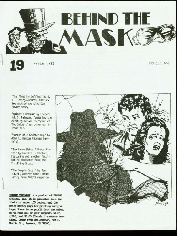 BEHIND THE MASK 1993 #19-PULP FANZINE-THE SPIDER FN