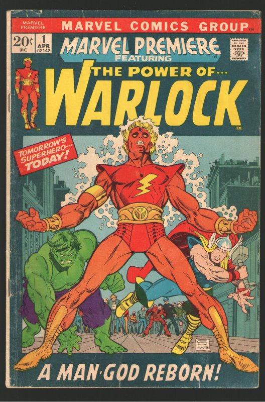 MARVEL PREMIERE 1 VG- 3.5;1st APPEARANCE WARLOCK + COSTUME