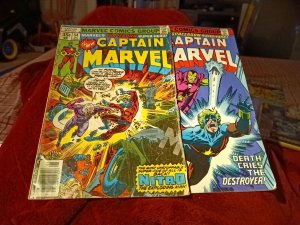 Captain Marvel 54 & 58 1978 Bronze Age Comics Lot Run Set Collection Superhero