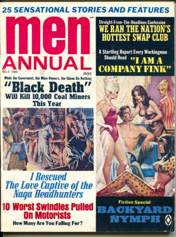 Men Annual #3 1969-Atlas-early Pussycat-Bill Ward-cheesecake-pulp thrills-VG+