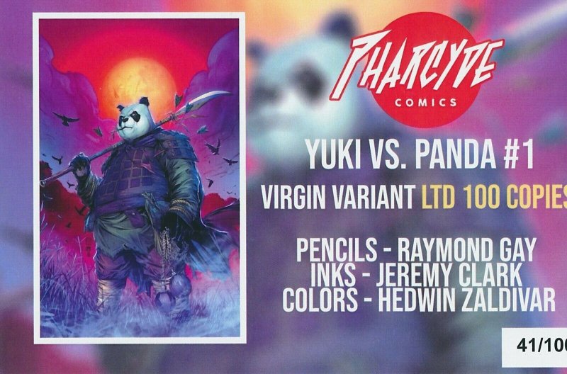 YUKI vs PANDA #1 VIRGIN SIGNED BY JEREMY CLARK SOURCE POINT PRESS 2021 EB203