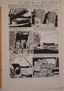 BATTLE FIRE #4 original art, Golden age, pgs 12 13 14 15 16, 15x22, 1955,5 pgs