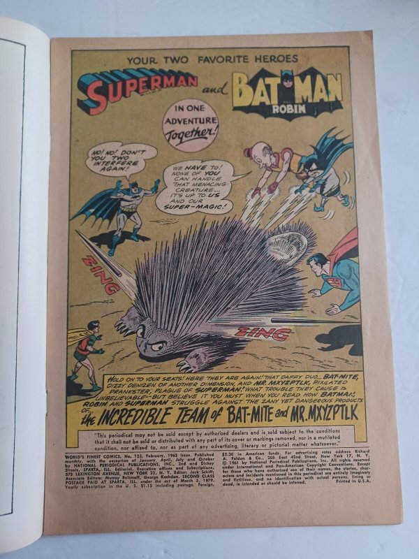 World's Finest #123 - Bat-Mite - Mxyzptlk - Batman - Superman - 1962 - FN