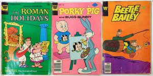 Whitman Lot 3 #Roman Holidays 3, Porky Pig 75, Beetle Bailey 122 1973 Comics