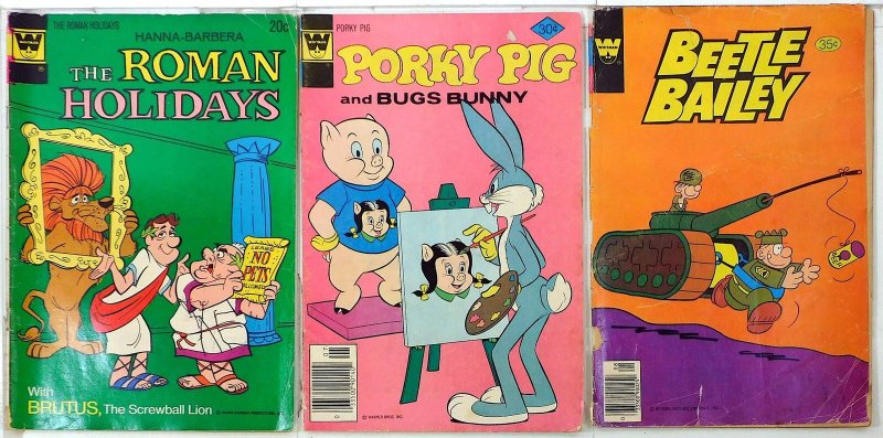 Whitman Lot 3 #Roman Holidays 3, Porky Pig 75, Beetle Bailey 122 1973 Comics