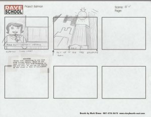 2004 LEGO BATMAN Storyboard Art by Mark Simon VF 8.0 Gotham Square Scene16-1