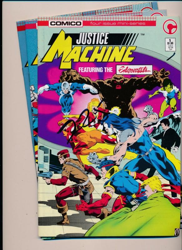 Comico Lot of 3 Comics Justice Machine #1, #2, #4  VERY FINE (HX868) 