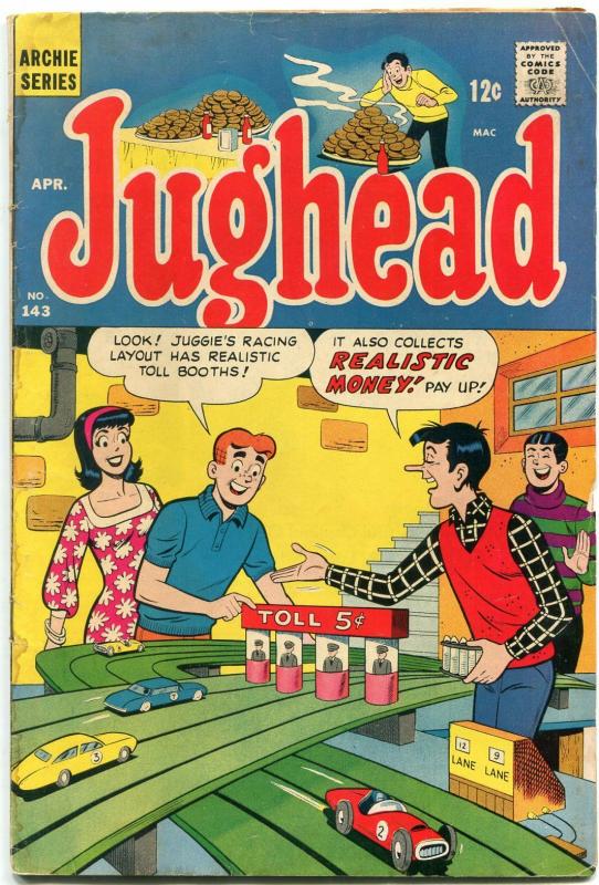 Jughead #143 1967- great slot car cover- Archie POOR