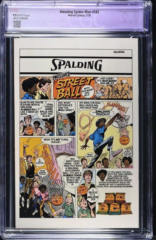 Amazing Spider-Man #182 (7/78) Graded CGC 9.2