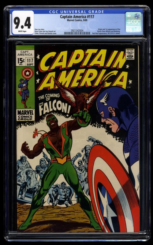 Captain America #117 CGC NM 9.4 White Pages 1st Falcon!