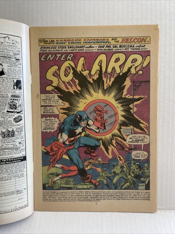 Captain America #160 centerfold detached