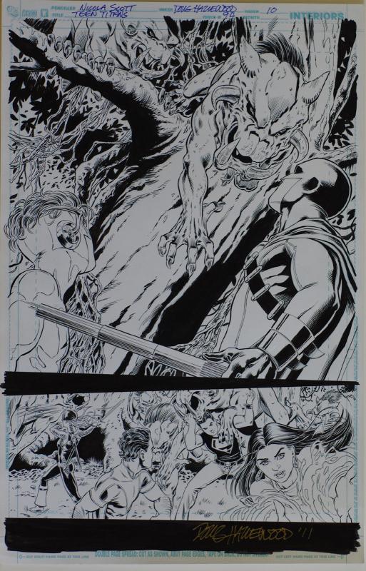 NICOLA SCOTT / DOUG HAZLEWOOD original art, TEEN TITANS #94, pg 10, 11x17, 2011