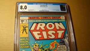 IRON FIST 14 *CGC 8.0 WHITE PAGES* 1ST SABRETOOTH CLASSIC MARVEL 1977 JS65