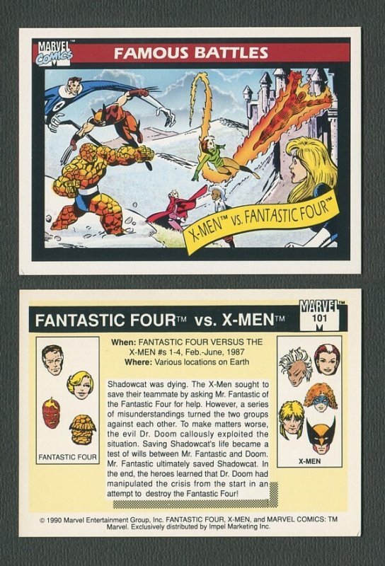 1990 Marvel Comics Card  #101 (X-Men vs Fantastic Four / NM-MT