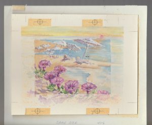 MOTHERS DAY Purple Flowers on Beach 7.5x6 Greeting Card Art #4116