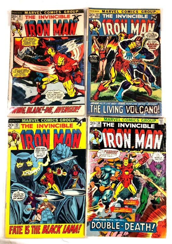 IRON MAN SET OF 4 ISSUES 51,52,53,58 (1972-1973) G-VGish touch of Starlin in 53