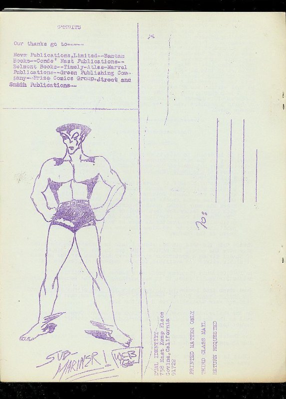 DUAL IDENTITY FANZINE #2-1965-DOC SAVAGE-SUBMARINER- FN