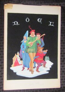 A MERRY CHRISTMAS Noel with painted Minstrels 10x14.5 Greeting Card Art #nn