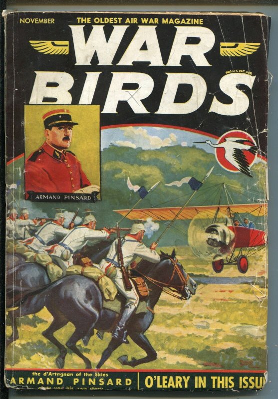 WAR BIRDS 11/1934-OLDEST AIR WAR PULP-UNIQUE COVER-TERENCE X O'LEARY STORY-vg