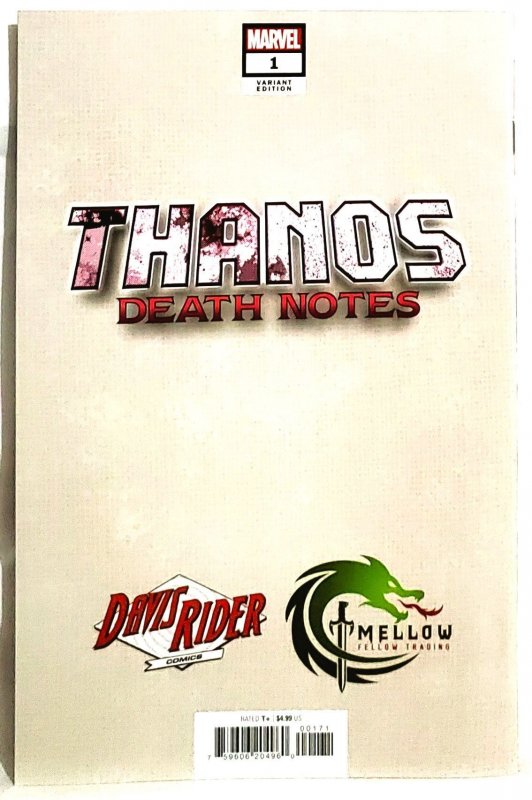 Thanos: Death Notes #1 Davis Rider Exclusive Killa Variant Cover Marvel CT101