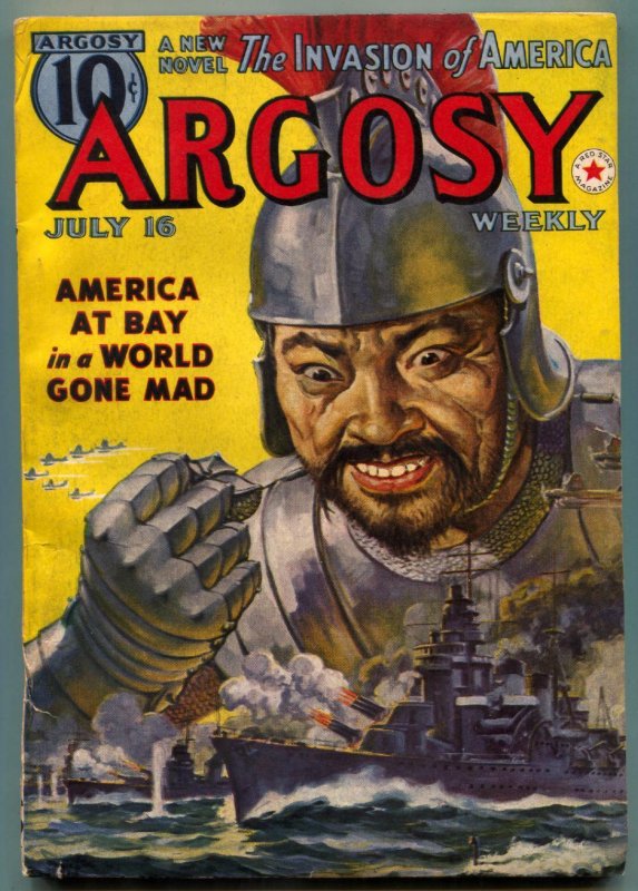 Argosy Pulp July 16 1938- Invasion of America- Asian Menace VG/F